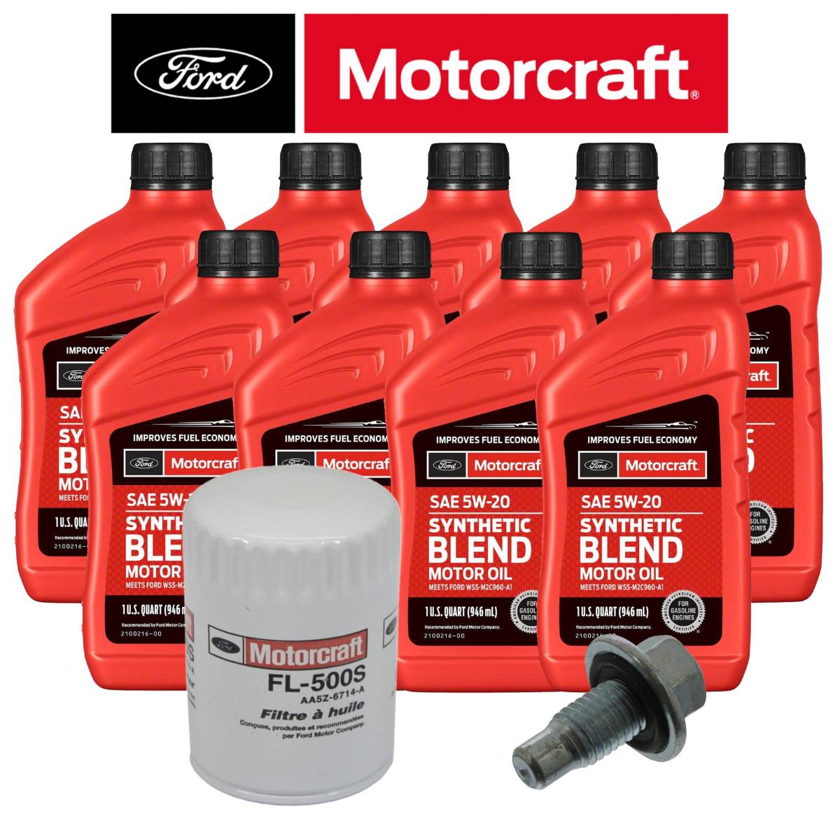 Image of Motorcraft 5W-20 Oil Change Kit W/ New Drain Plug For 2011+ Ford F-150 5.0L
