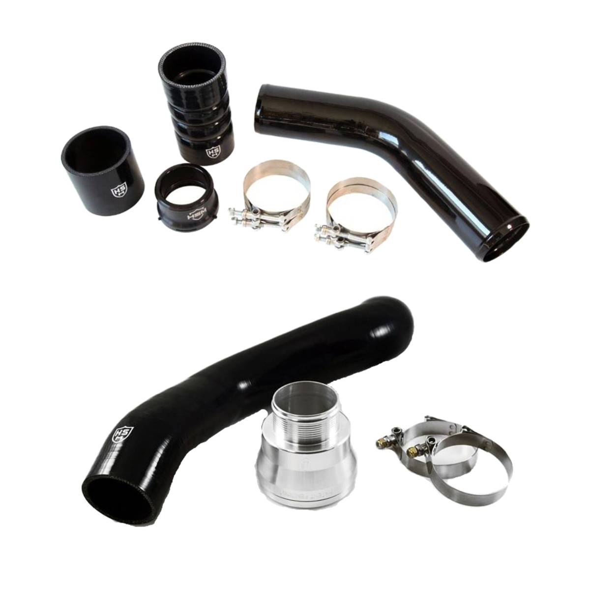 Image of H&S Black Hot & Silicone Cold Intercooler Pipes For 17-21 Ford 6.7L Powerstroke