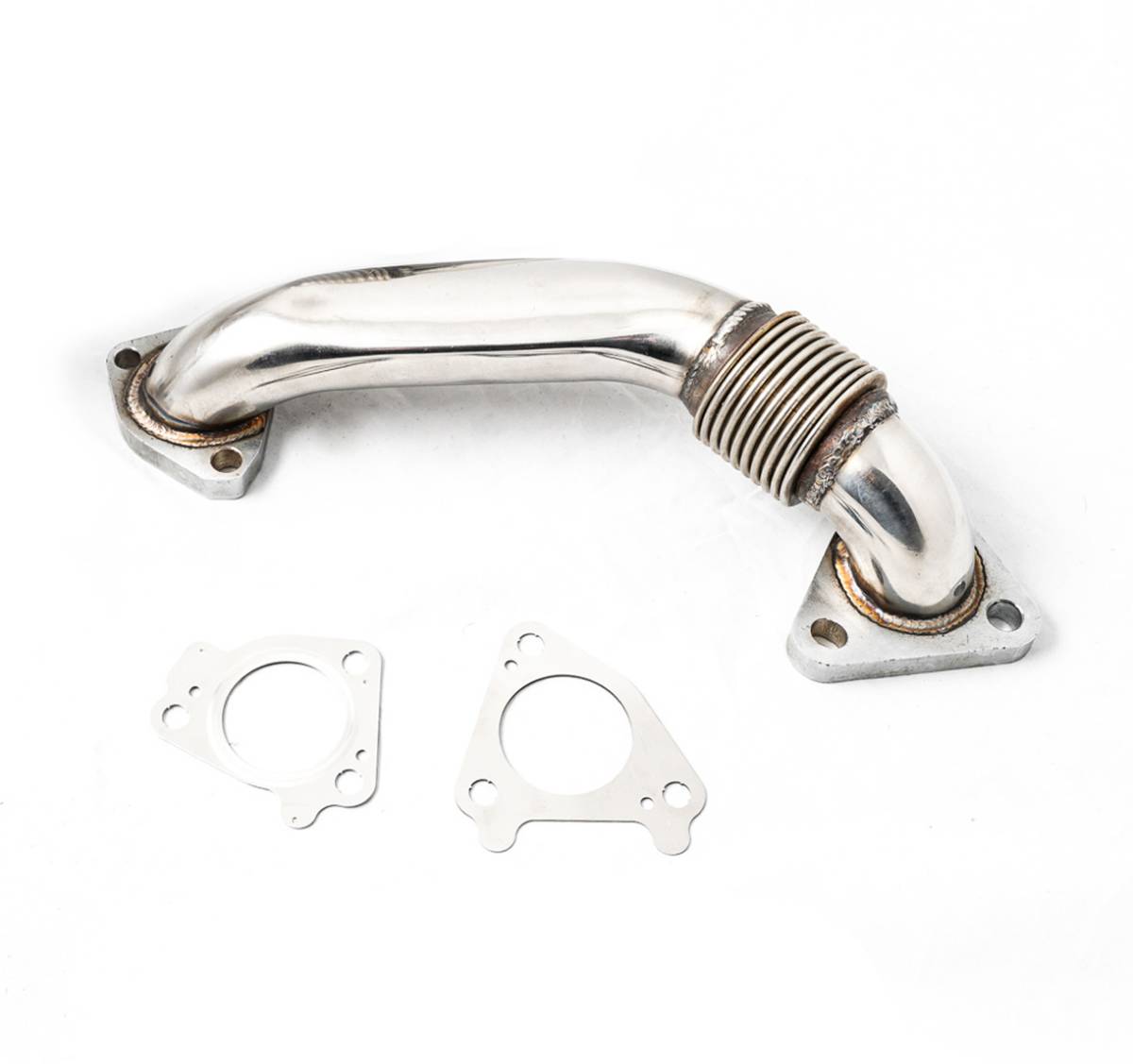 Image of Rudy's Polished Bolt-On Passenger Side Up-Pipe For 2001-2004 GM 6.6L LB7 Duramax