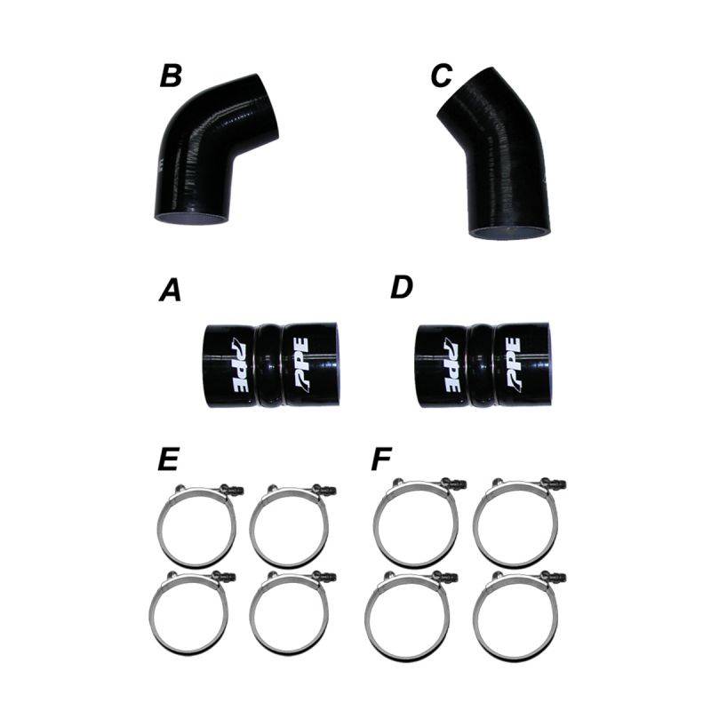 Image of PPE Silicone Hose Kit W/ Stainless Clamps For 04.5-05 GM 6.6L LLY Duramax Diesel