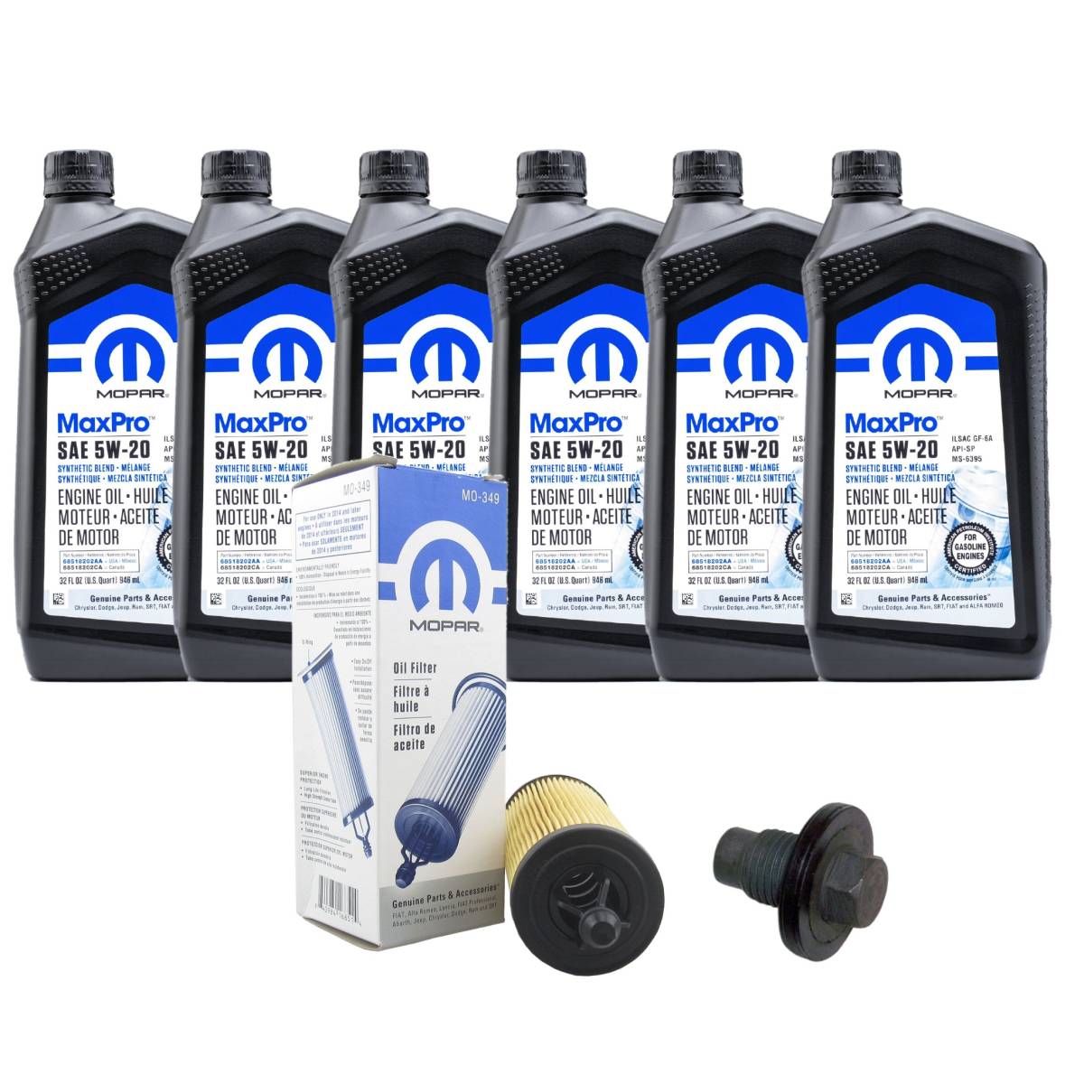 Image of MOPAR 5W-20 Oil Change Kit With Drain Plug For 2014-2018 Jeep Wrangler JK 3.6L