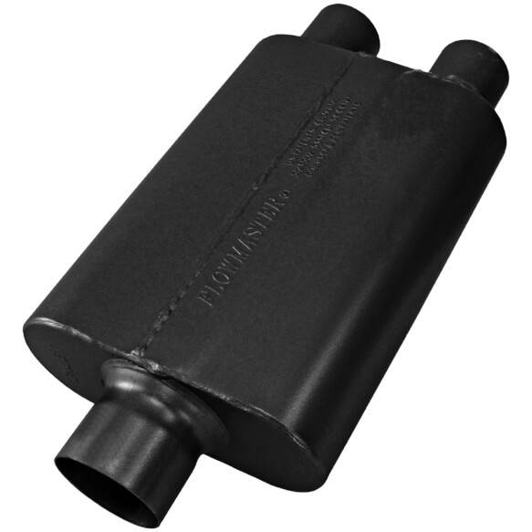 Image of Flowmaster Stainless 40 Series Delta Flow 3" Center In 2.5" Dual Out Muffler