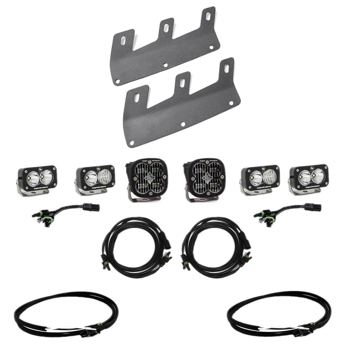 Image of Baja Designs Upfitter SAE Squadron Clear & S2 Fog LED Light Kit With Brackets For 21+ Ford Bronco W/ Steel Bumper