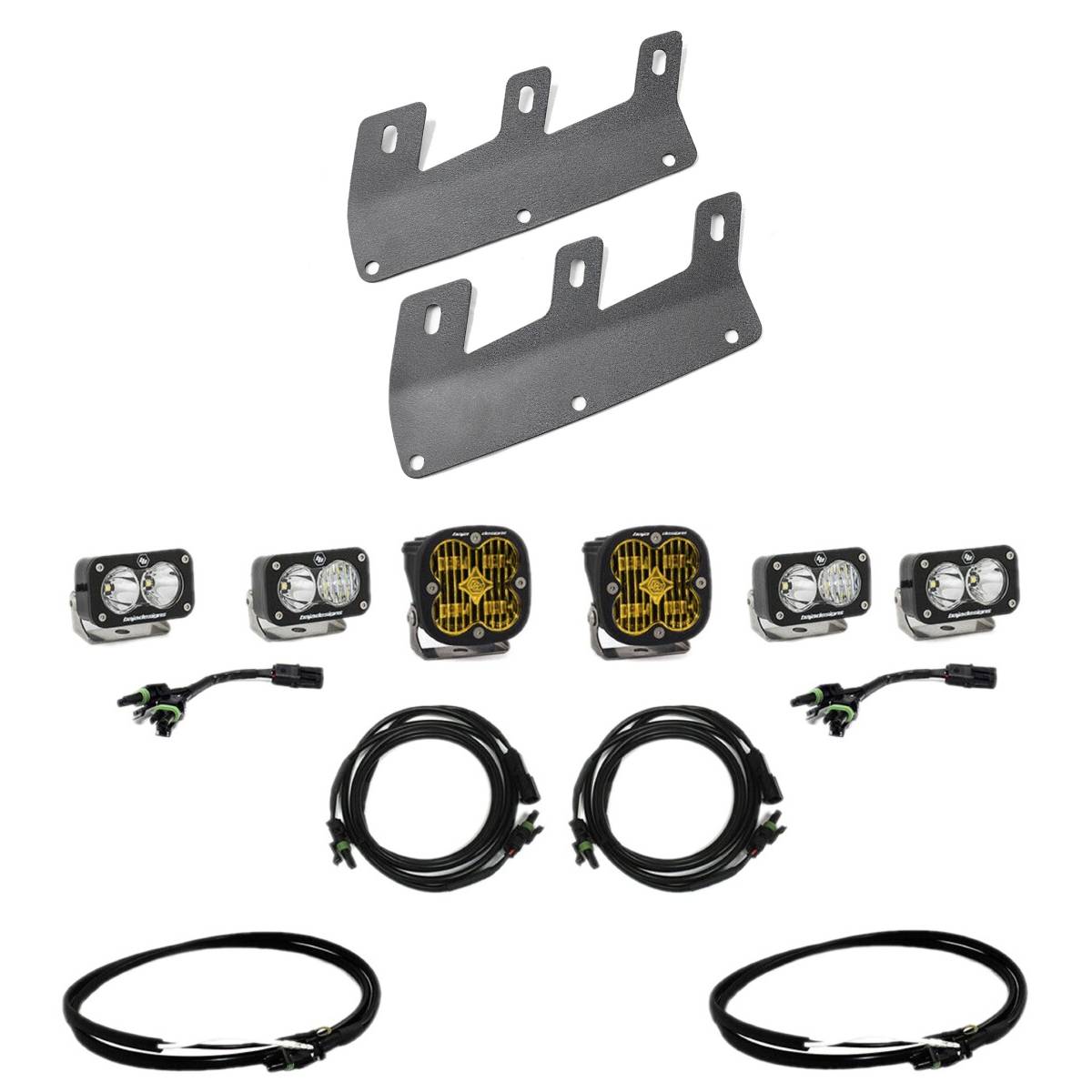 Image of Baja Designs Upfitter SAE Amber & Clear Fog LED Light Kit With Brackets For 21+ Ford Bronco W/ Steel Bumper