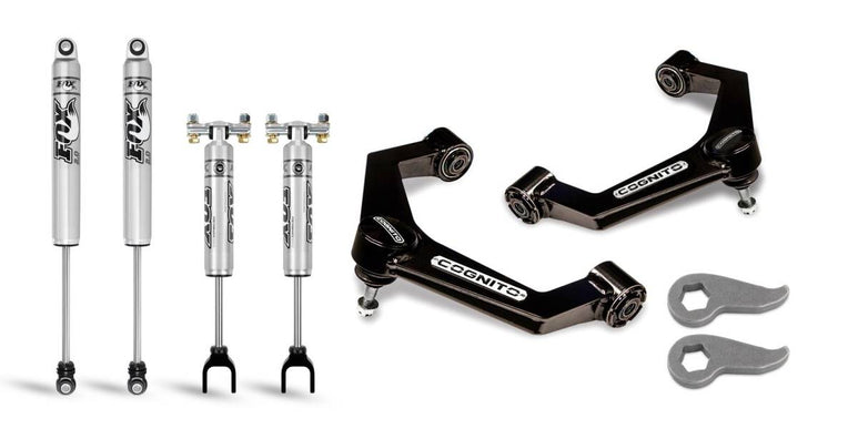 Image of Cognito Motorsports Truck 3-Inch Performance Leveling Kit With Fox PS 2.0 IFP Shocks for 2020 Silverado/Sierra 2500/3500 2WD/4WD 110-P0779