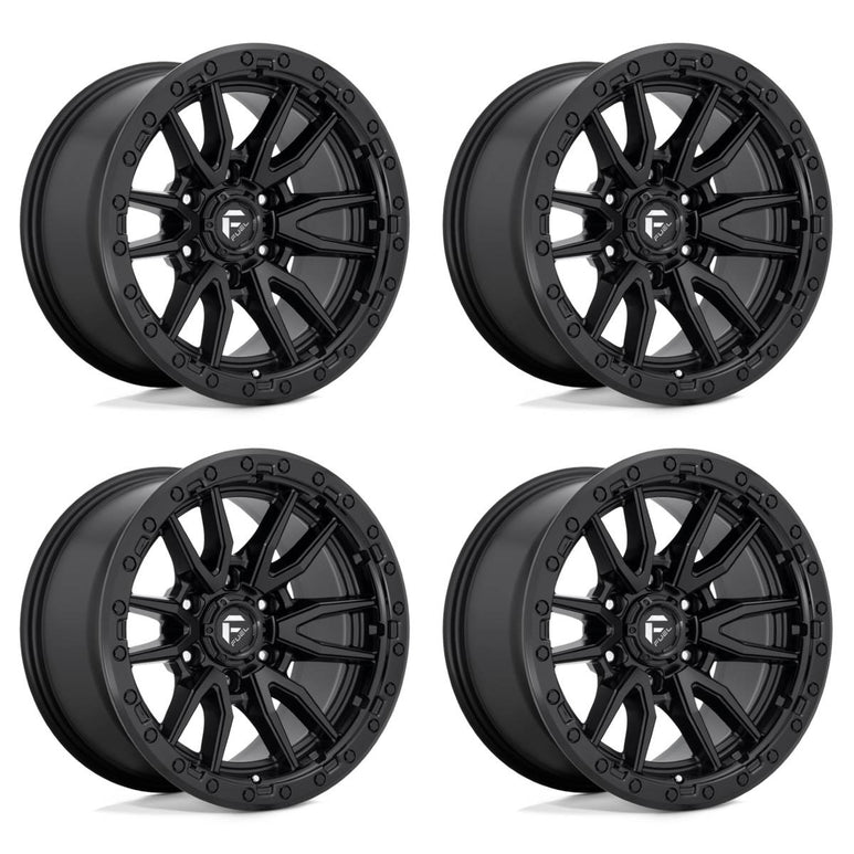 Image of (4) 20x9 Fuel Rebel 6 Matte Black Wheels 6X139.7 +20MM Offset For Ford GM Toyota