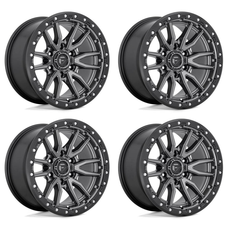 Image of (4) 22x10 Fuel Rebel 6 Matte Gunmetal Wheels 6X139.7 -13MM Offset For Ford GM