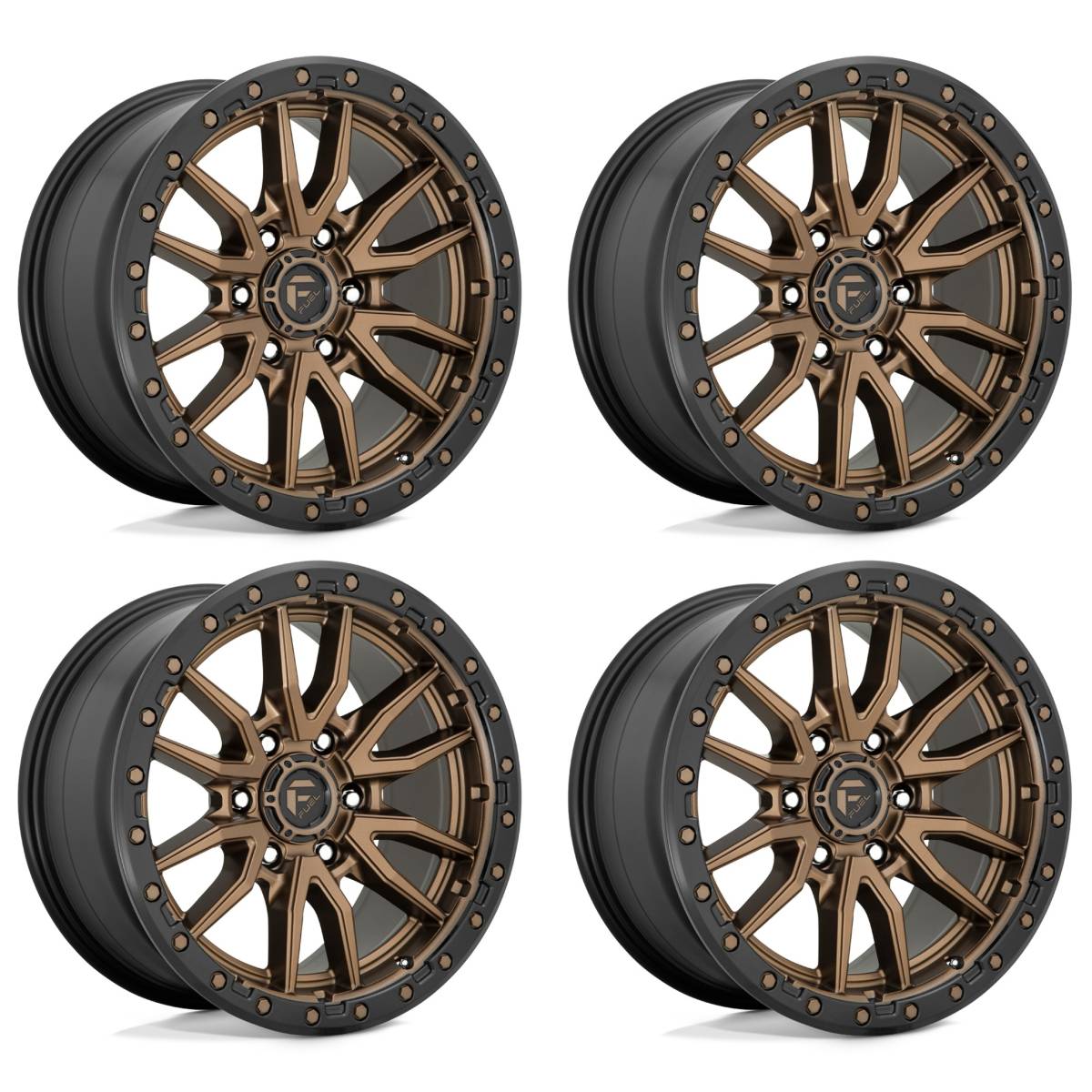 Image of (4) 20x10 Fuel Rebel 6 Matte Bronze Wheels 6X139.7 -18MM Offset For Ford GM