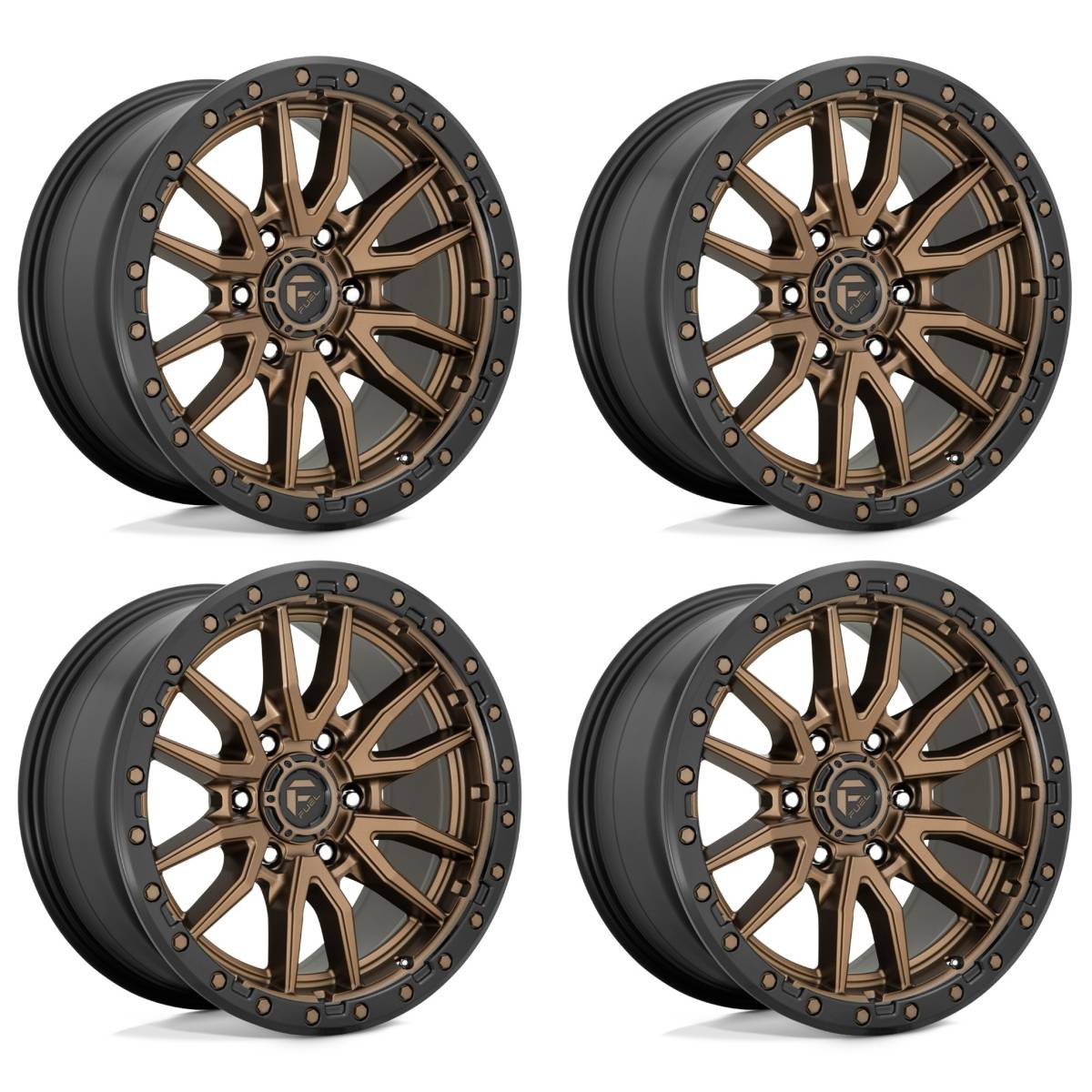 Image of (4) 22x10 Fuel Rebel 6 Matte Bronze Wheels 6X139.7 -13MM Offset For Ford GM