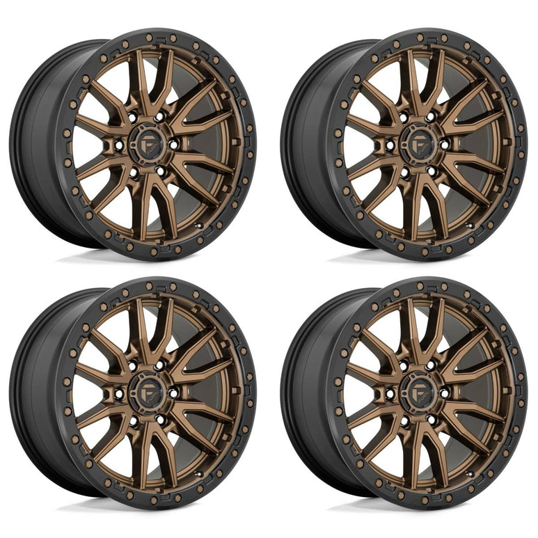 Image of (4) 22x10 Fuel Rebel 6 Matte Bronze Wheels 6X139.7 -13MM Offset For Ford GM