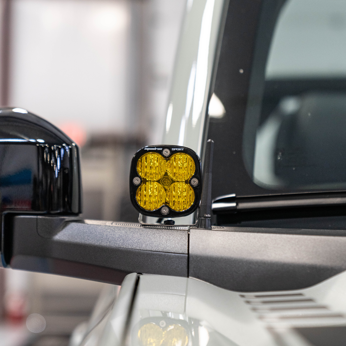 Image of Rudy's Custom Mirror Mounted Baja Designs Squadron Ditch Light Kit For 2021+ Ford Bronco