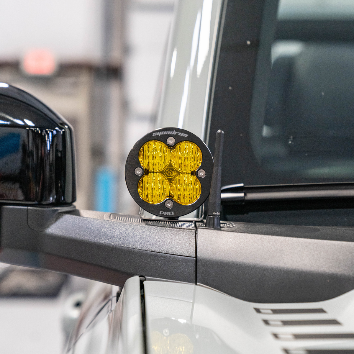 Image of Rudy's Custom Mirror Mounted Baja Designs Squadron-R Ditch Light Kit For 2021+ Ford Bronco