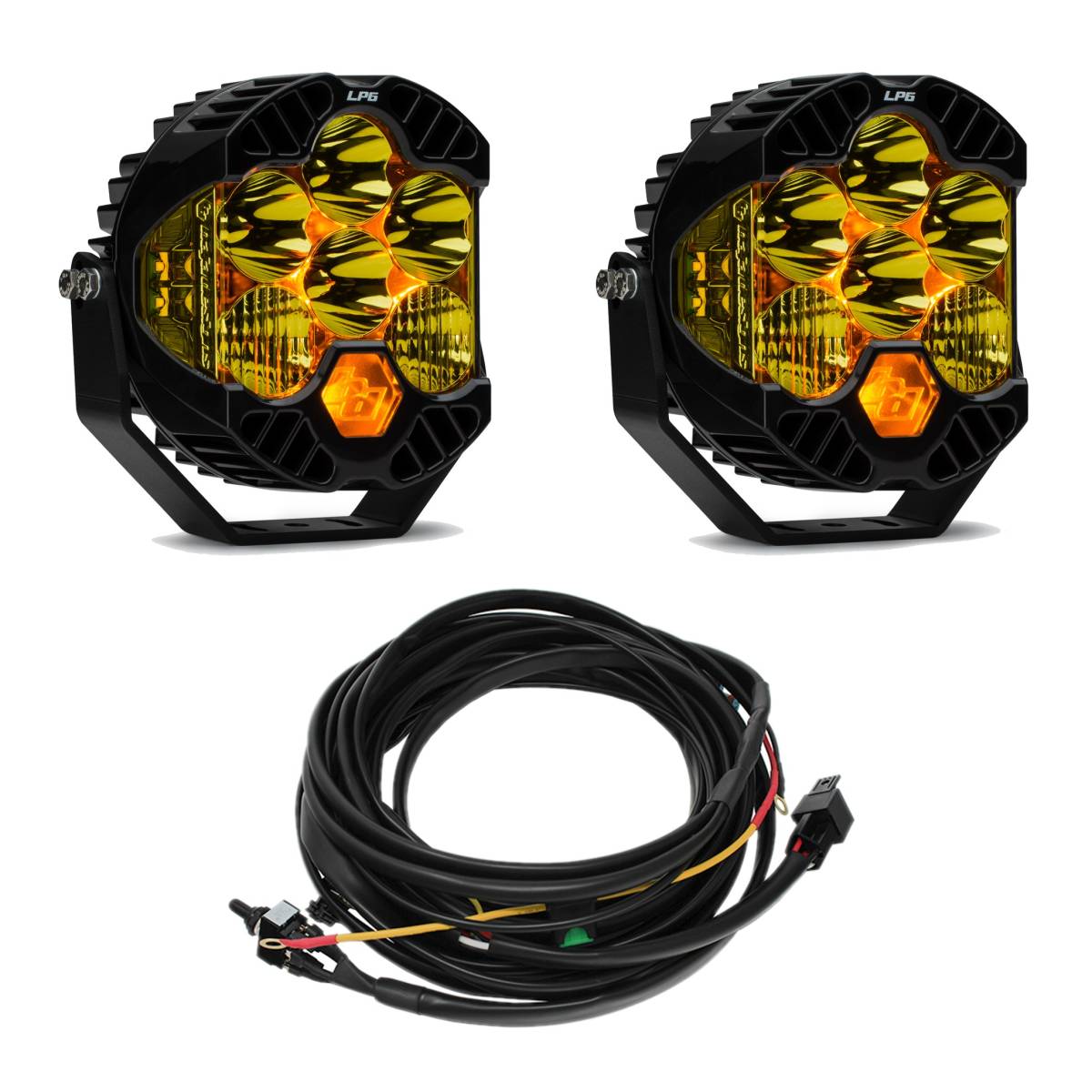 Image of Baja Designs Amber LP6 Pro Pair 5,000K LED Driving/Combo Lights/Toggle Harness