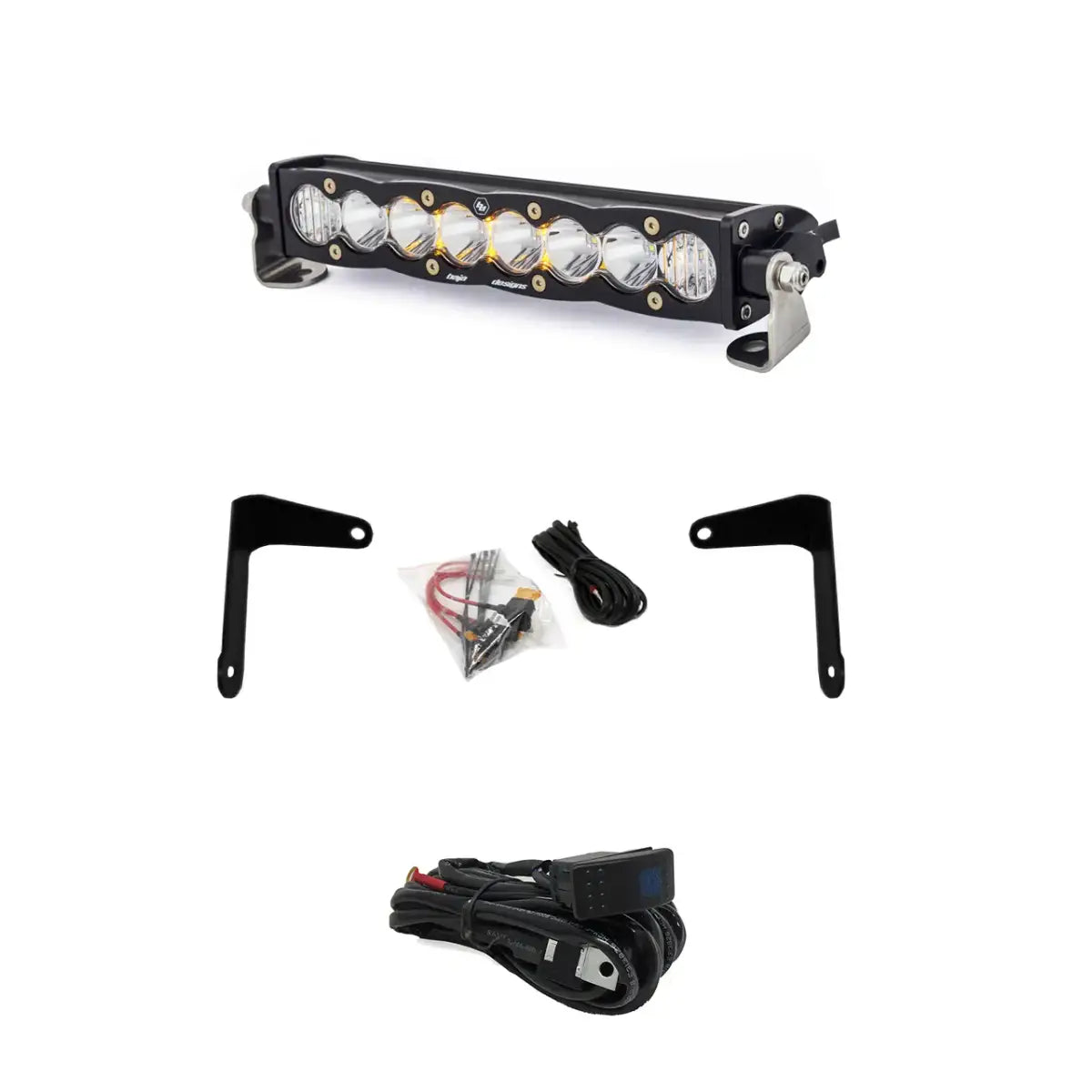 Image of Baja Designs Shock Mount Clear 10" S8 Light Bar Kit For 17-21 Can-Am Maverick X3