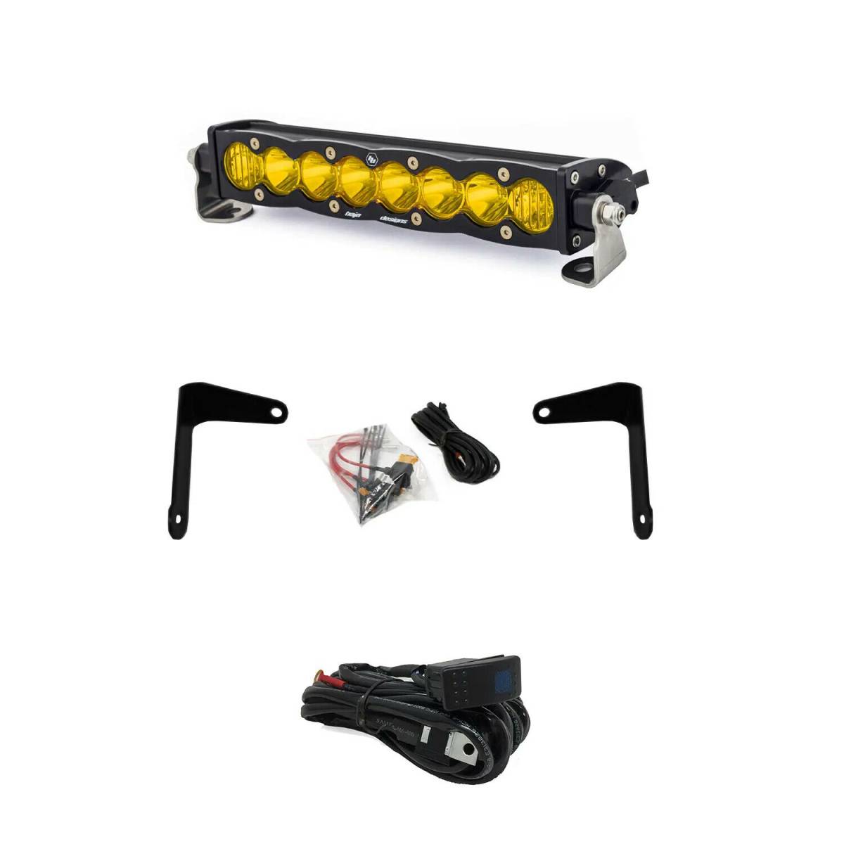 Image of Baja Designs Shock Mount Amber 10" S8 Light Bar Kit For 17-21 Can-Am Maverick X3