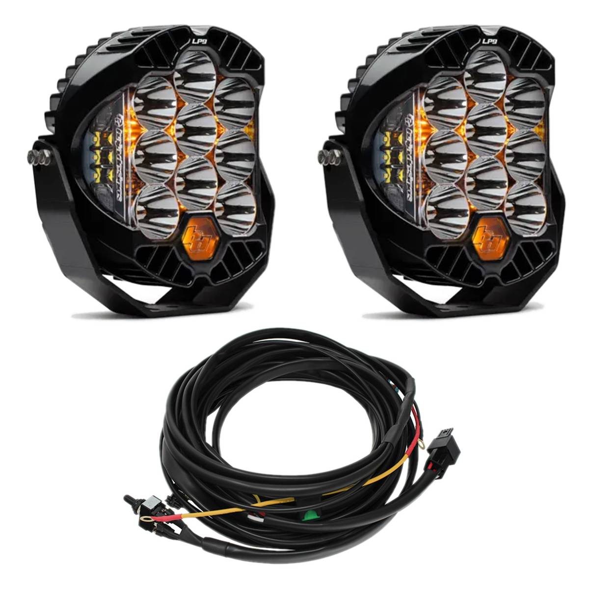 Image of Baja Designs Clear 5000K LP9 Pro LED Spot Pattern Lights & Toggle Harness