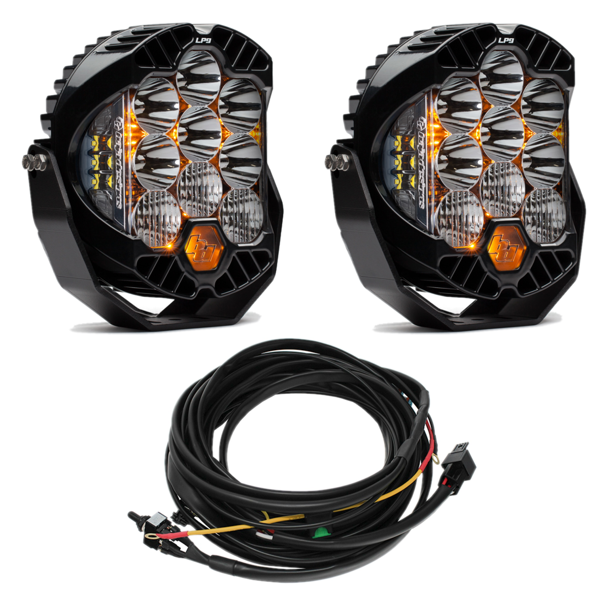 Image of Baja Designs Clear 5000K LP9 Pro LED Combo Pattern Lights & Toggle Harness