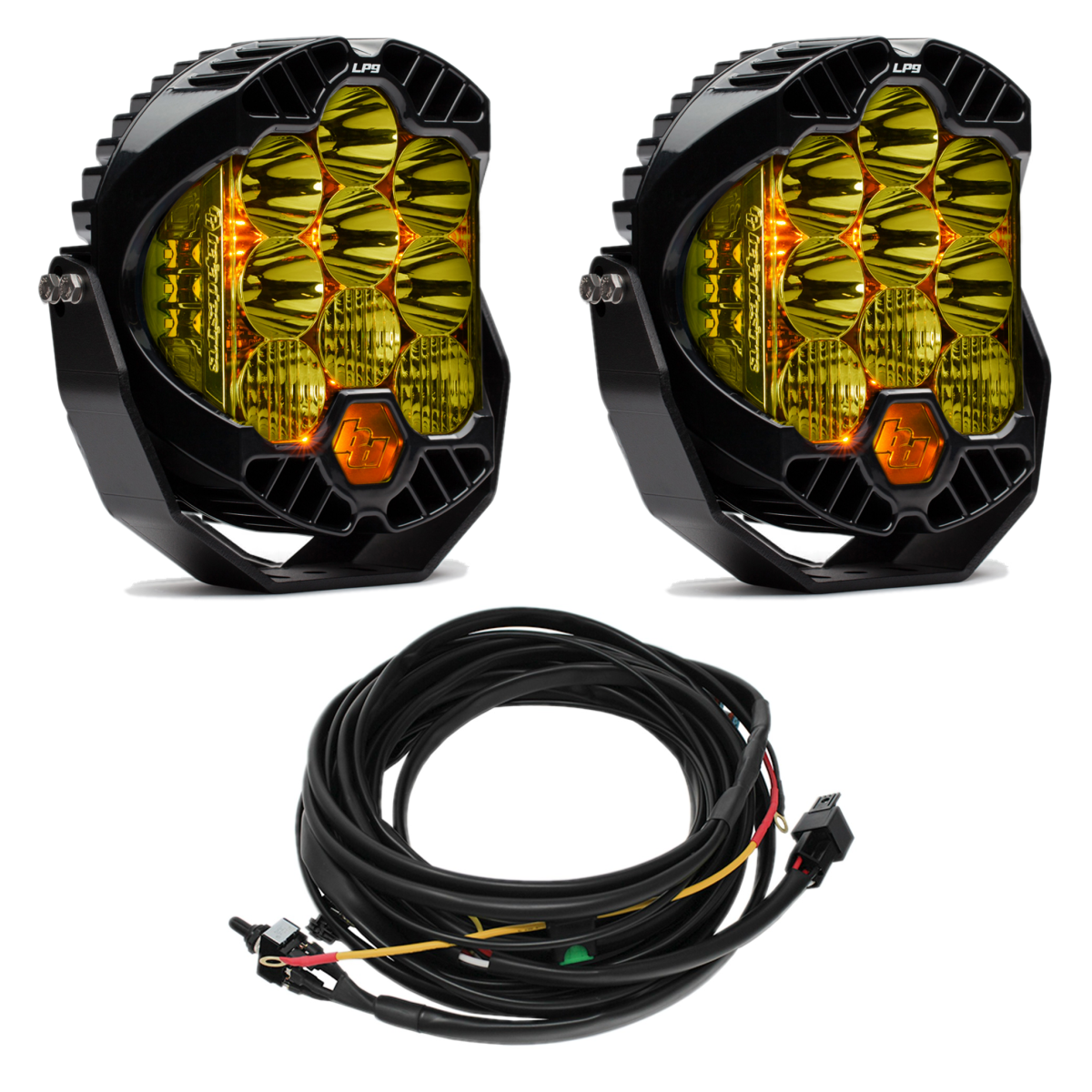 Image of Baja Designs Amber 5000K LP9 Pro LED Combo Pattern Lights & Toggle Harness