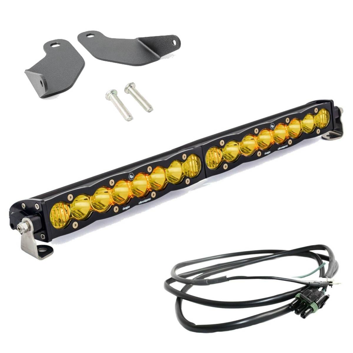 Image of Baja Designs 20" Amber S8 Light Bar & Mounts For 21+ Ford Bronco W/ Steel Bumper