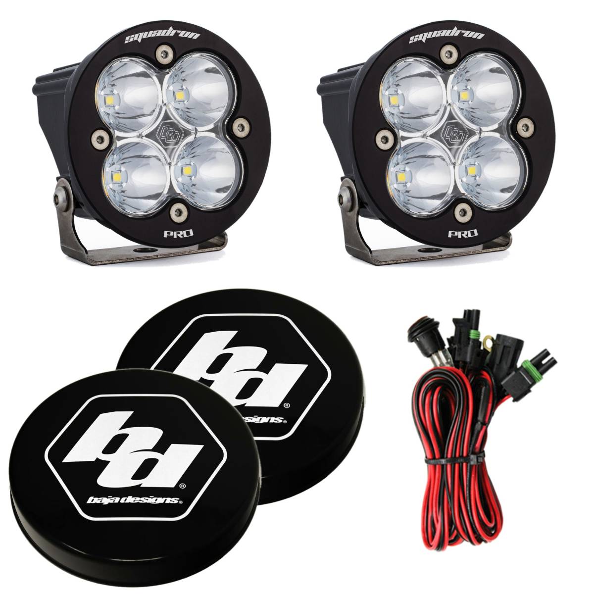 Image of Baja Designs Squadron Round Pro Clear Spot Beam LED Lights W/ Rock Guards
