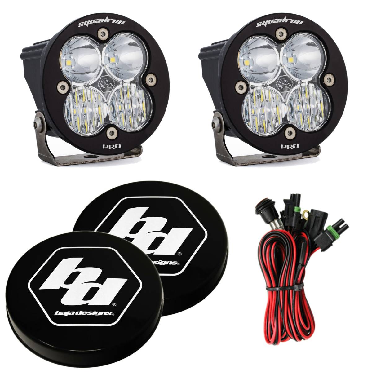 Image of Baja Designs Squadron Round Pro Clear Driving/Combo LED Lights W/ Rock Guards