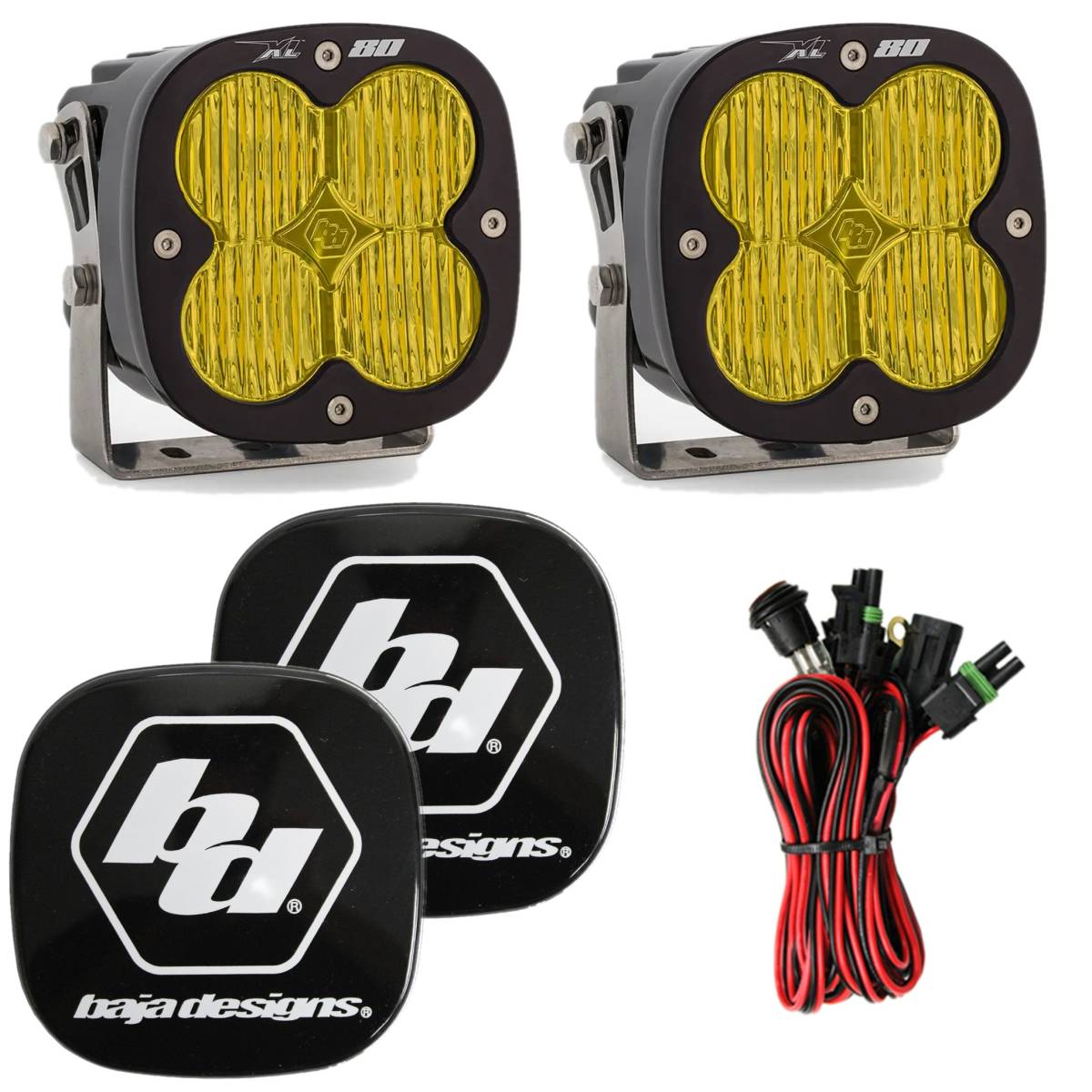 Image of Baja Designs XL80 5000K Amber Wide Cornering LED Light Pods With Rock Guards