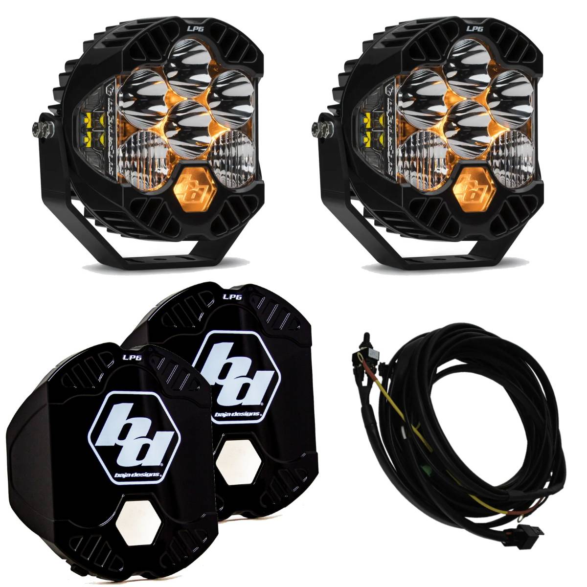 Image of Baja Designs LP6 Pro LED Clear Driving/Combo Lights/Toggle Harness/Rock Guards
