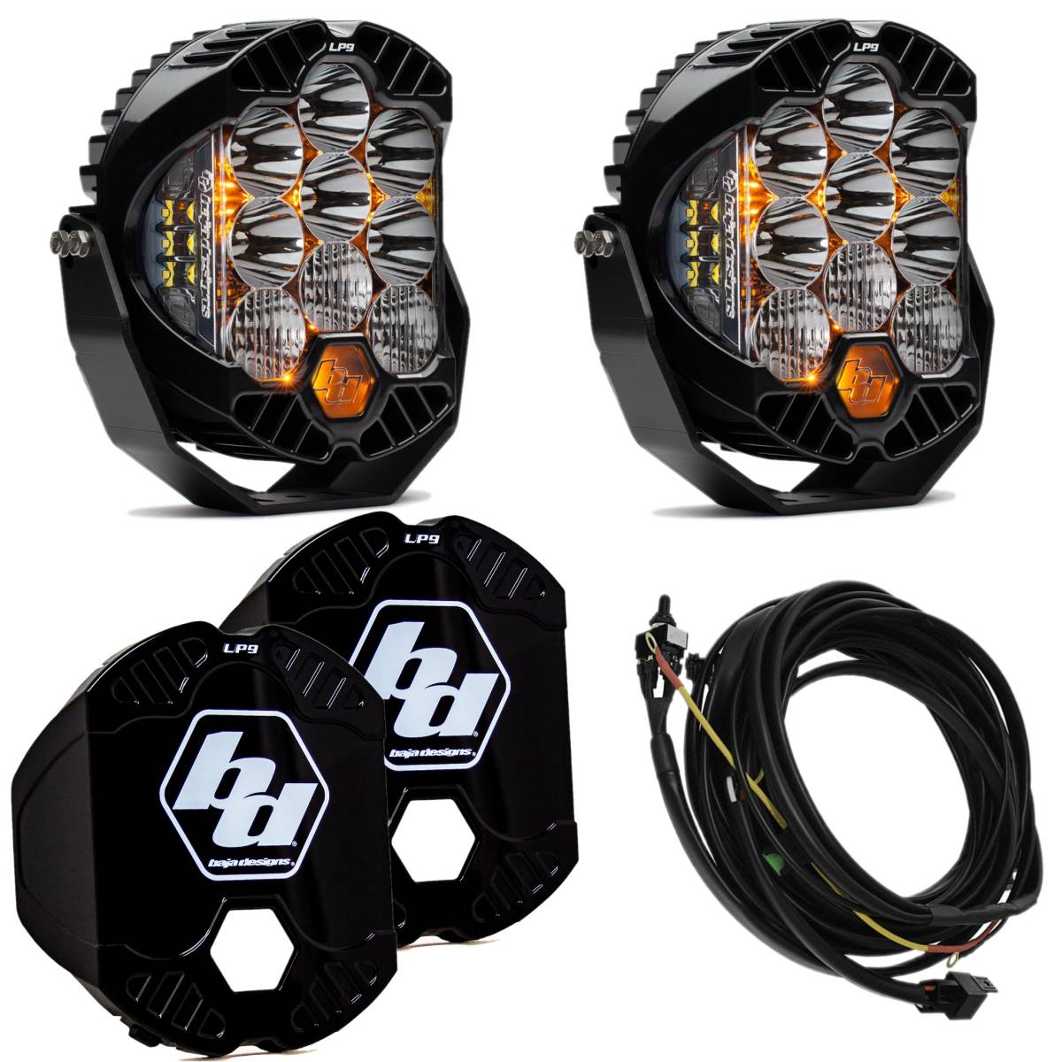 Image of Baja Designs LP9 Pro LED Clear Driving/Combo Lights/Toggle Harness/Rock Guards