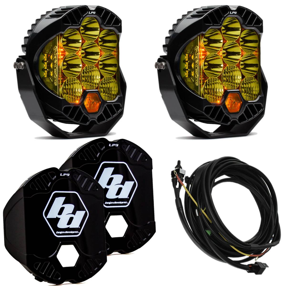 Image of Baja Designs LP9 Pro LED Amber Driving/Combo Lights/Toggle Harness/Rock Guards