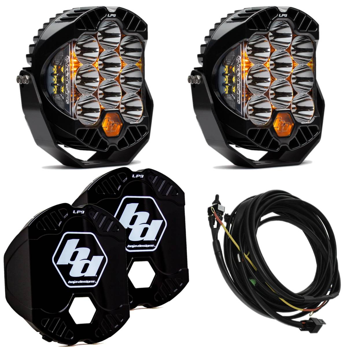 Image of Baja Designs LP9 Racer Edition Clear Spot Beam Lights/Toggle Harness/Rock Guards