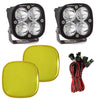 Image of Baja Designs Black Squadron Pro Spot Beam LED Light Pair W/ Amber Rock Guards