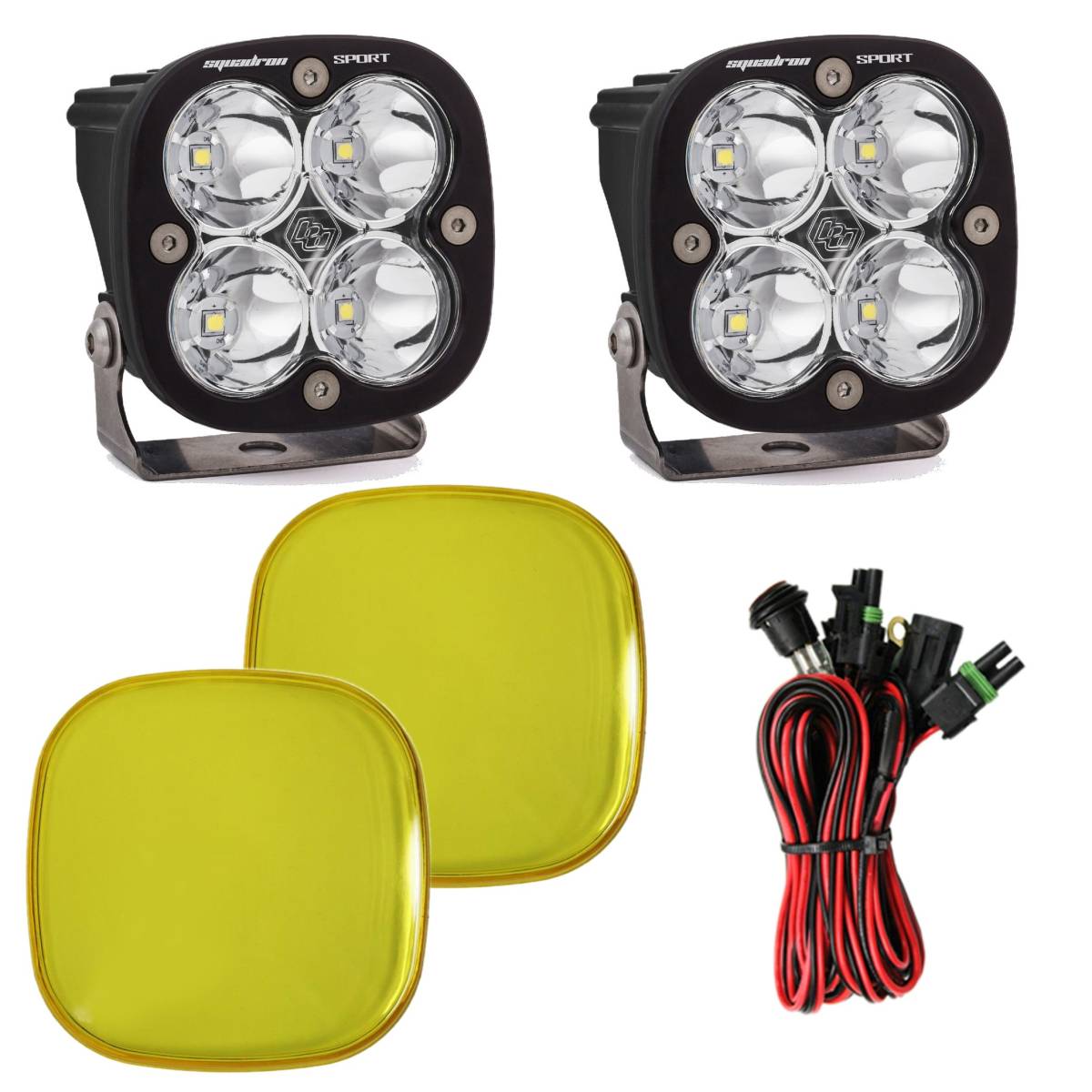 Image of Baja Designs 5000K Squadron Sport Clear Spot Beam Lights W/ Amber Rock Guards