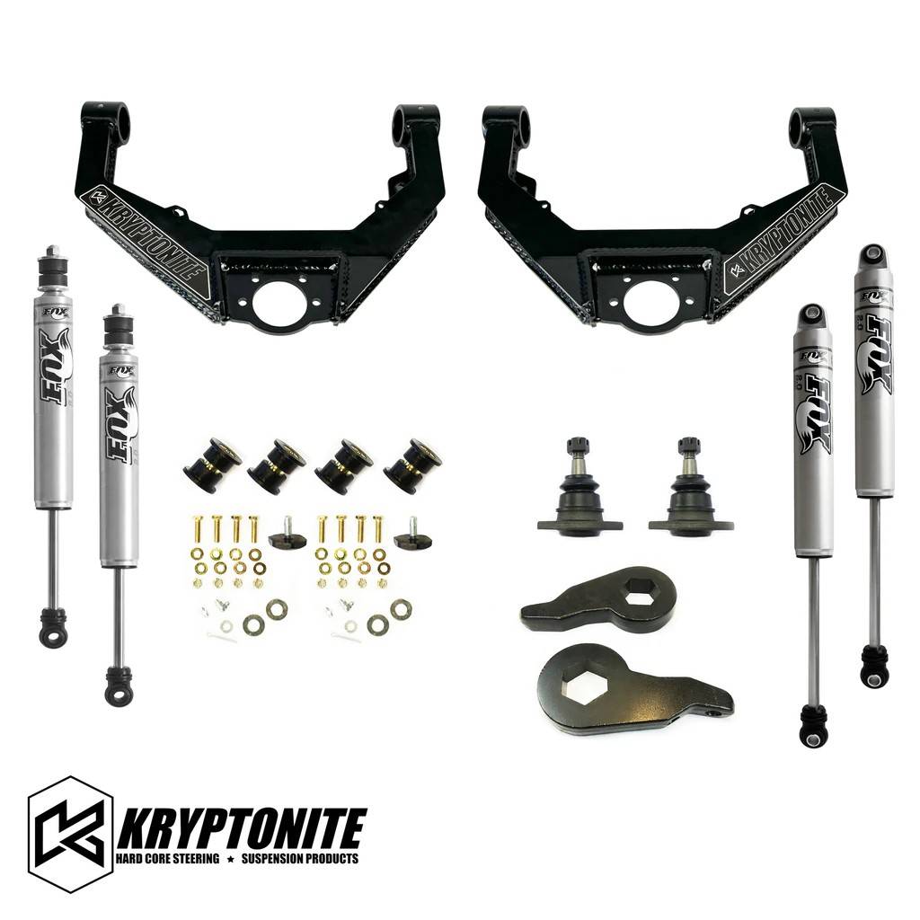 Image of Kryptonite Stage 3 Leveling Kit W/ Fox 2.0 Shocks For 2001-2010 GM 2500HD/3500HD