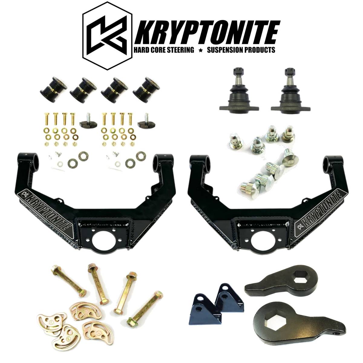 Image of Kryptonite Control Arms/Cam Bolts & Pins/Leveling Kit For 01-10 GM 2500HD/3500HD