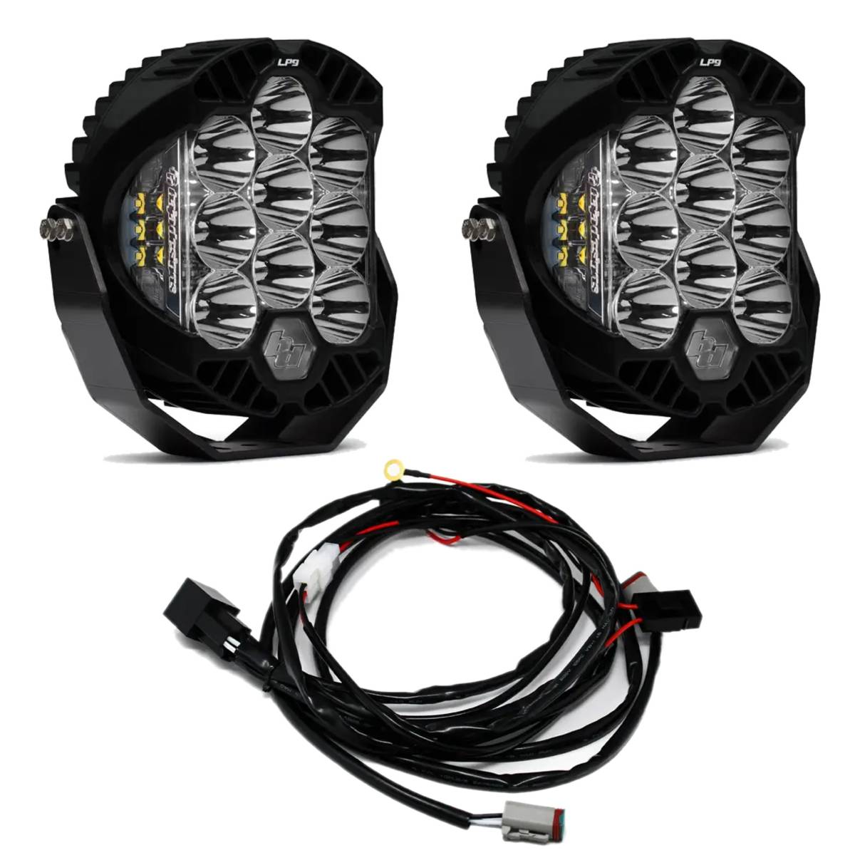 Image of Baja Designs Clear LP9 Sport Pair 5,000K LED Spot Pattern Lights/Toggle Harness