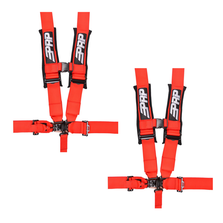 Image of PRP 5.3 Red 5-Point Adjustable 3" Belt Harness Pair With Auto Style Latch