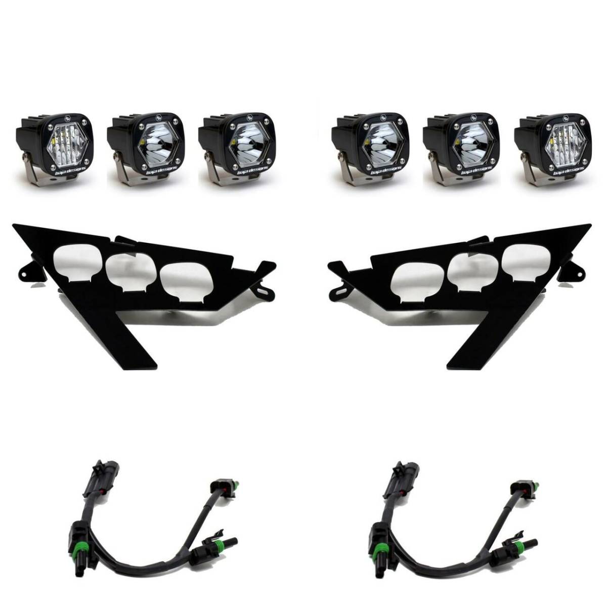 Image of Baja Designs Triple S1 LED Headlight & Wiring Kit For 2020+ Polaris RZR Pro XP