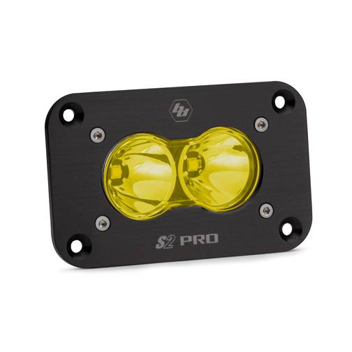 Image of Baja Designs Black Flush Mount S2 Pro Amber Spot Beam LED Light