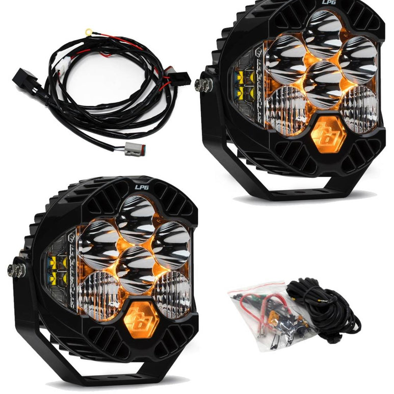 Image of Baja Designs LP6 Clear 5,000K Pro Bumper Light Kit W/ Upfitter For 18-22 Jeep JL/JT Rubicon