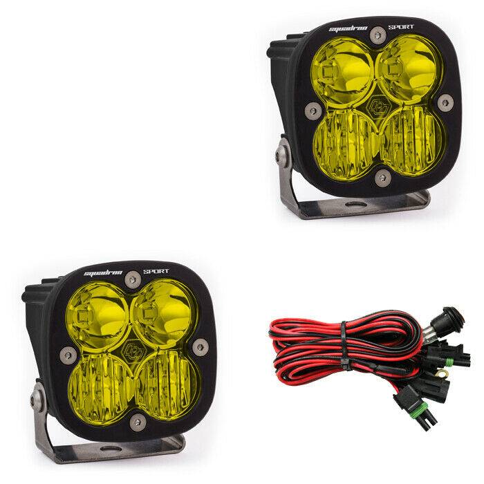 Image of Baja Designs Squadron Sport Driving/Combo Amber LED Lights Pair 3150 Lumens Each