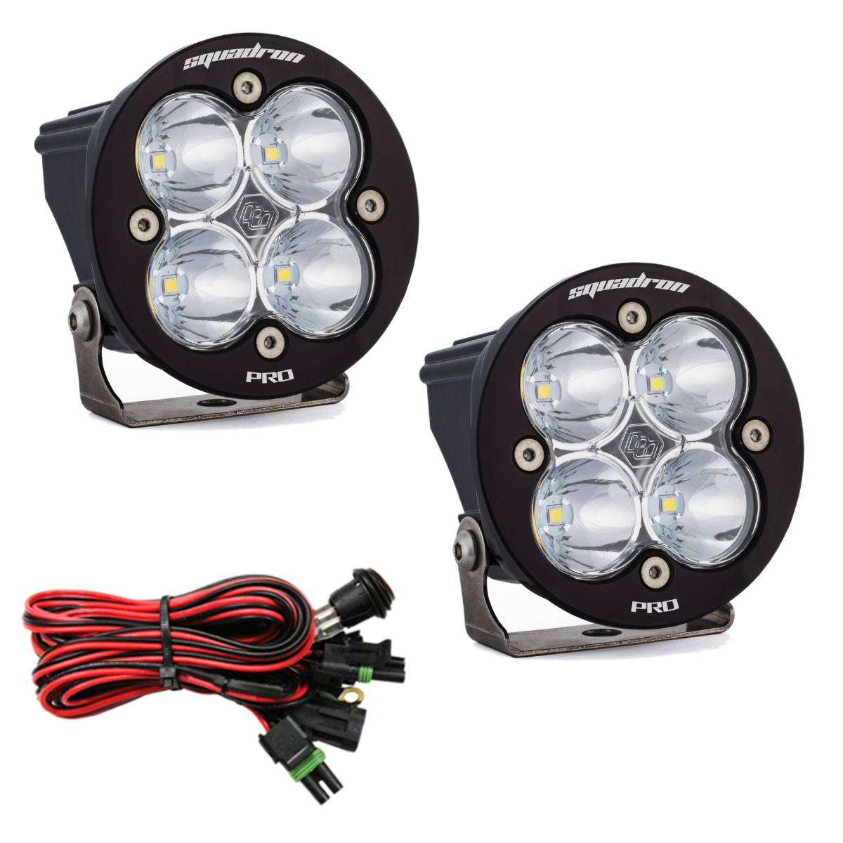 Image of Baja Designs Squadron Round Pro Clear Spot Beam LED Lights With Wiring Harness