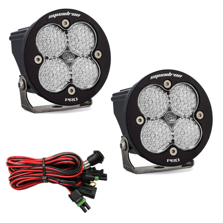 Image of Baja Designs Squadron Round Pro Clear Work/Scene LED Lights W/ Wiring Harness