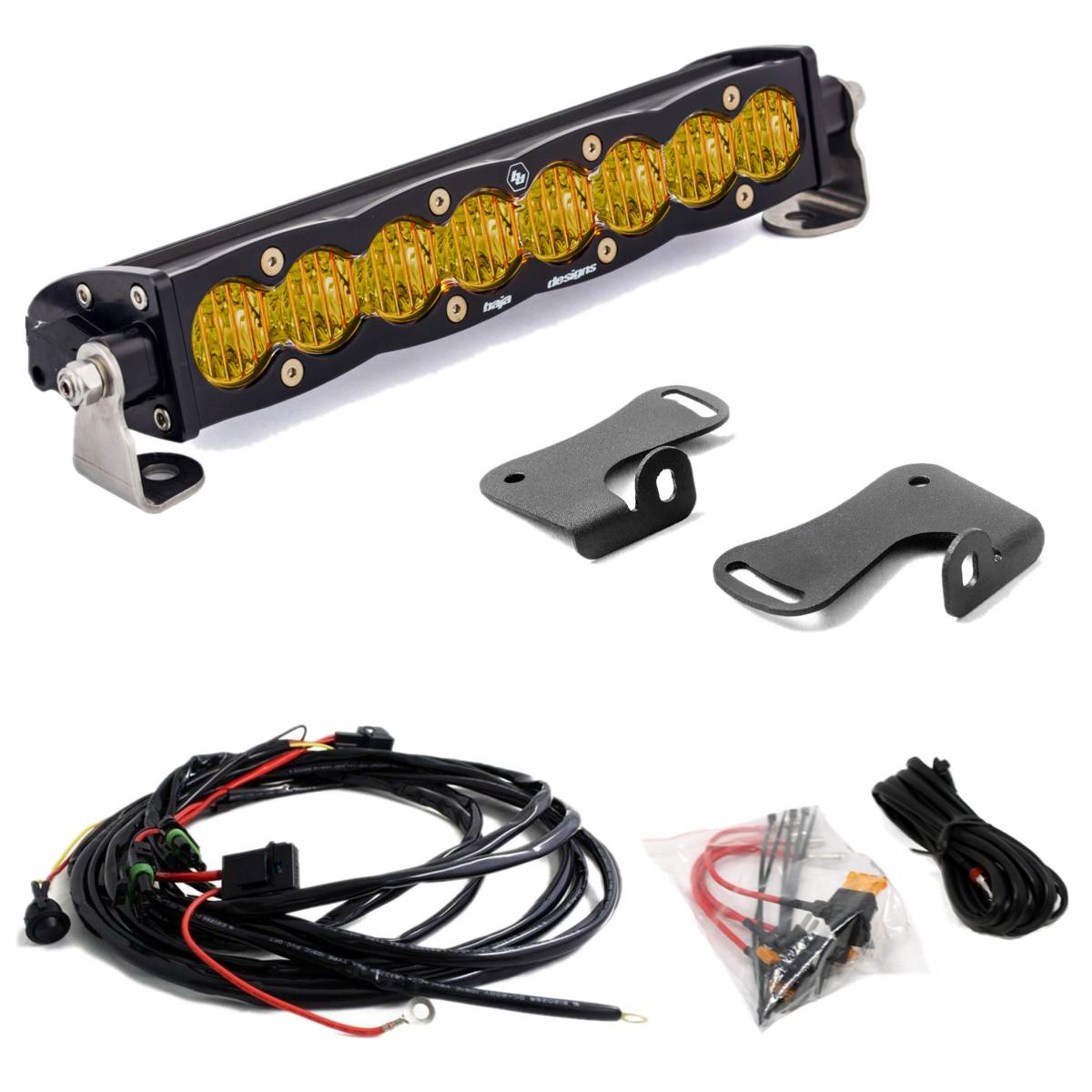 Image of Baja Designs S8 Amber Wide Cornering Hood Mount Light Bar For 2020-2024 Polaris RZR Pro