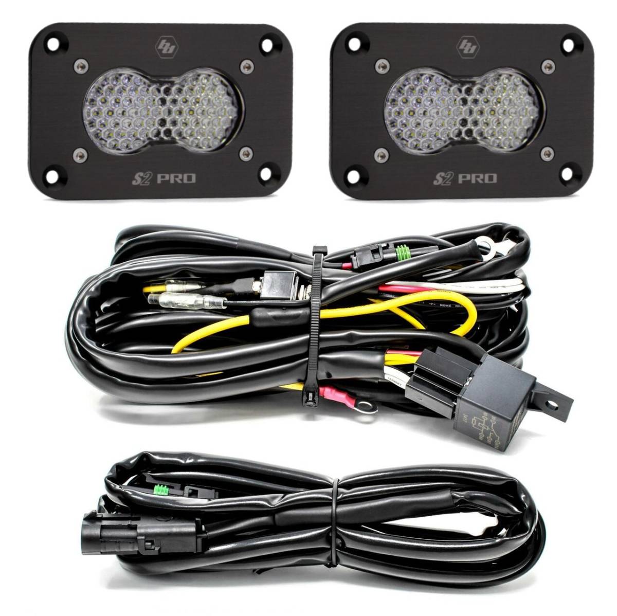 Image of Baja Designs Flush Mount S2 Pro Clear Work/Scene Reverse Light Kit With Harness