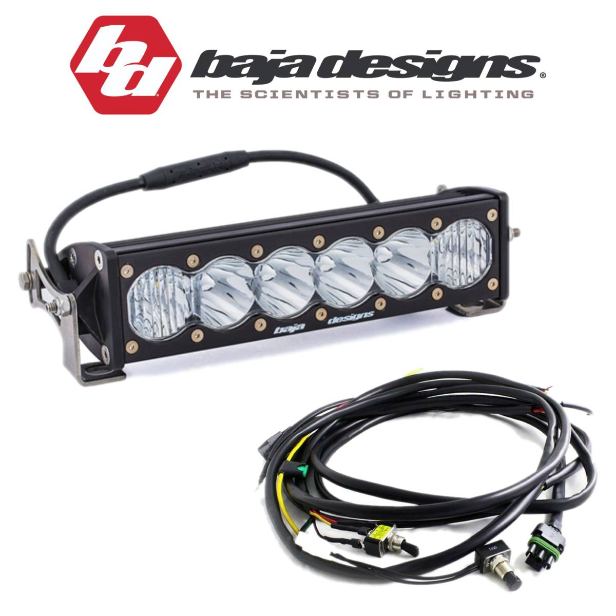 Image of Baja Designs 10" OnX6+ Clear Driving/Combo Light Bar W/ High/Low Wiring Harness