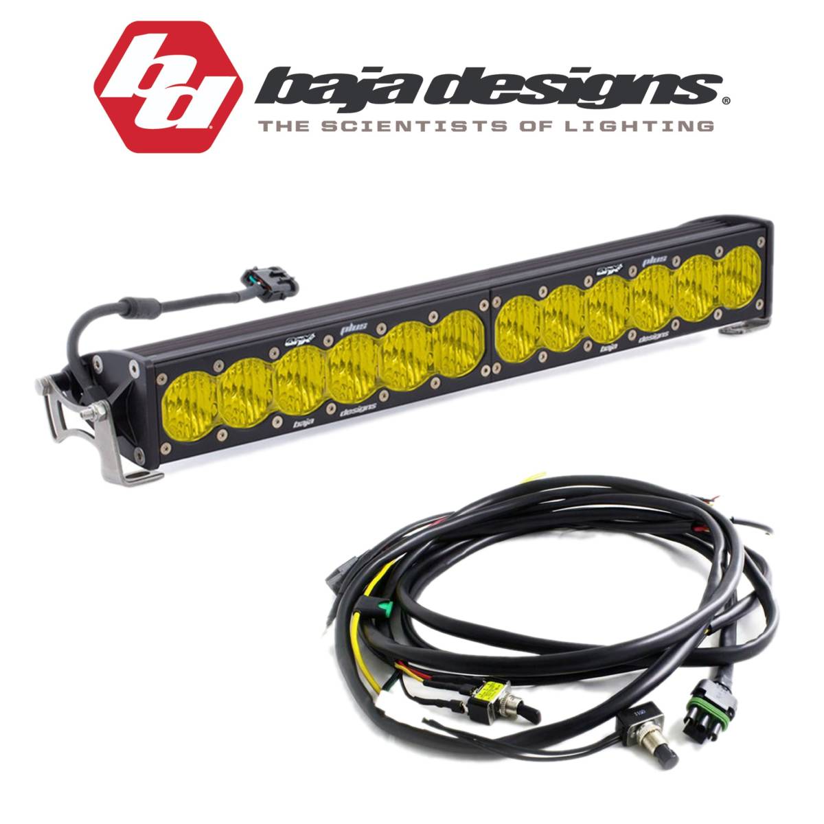 Image of Baja Designs 20" OnX6+ Amber Wide Cornering Light Bar W/ High/Low Wiring Harness