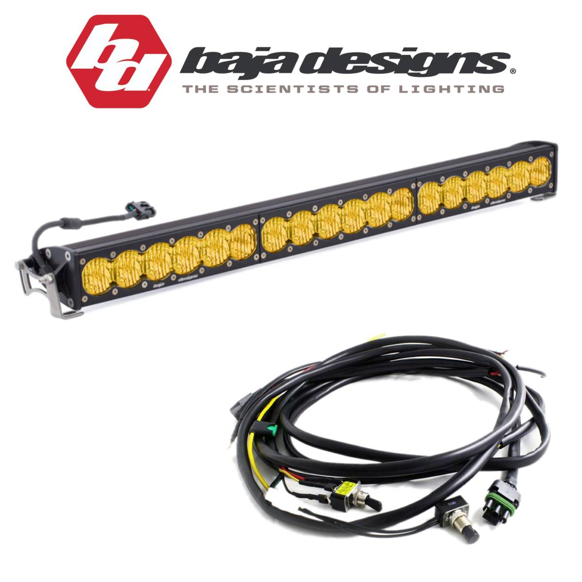 Image of Baja Designs 30" OnX6+ Amber Wide Cornering Light Bar W/ High/Low Wiring Harness