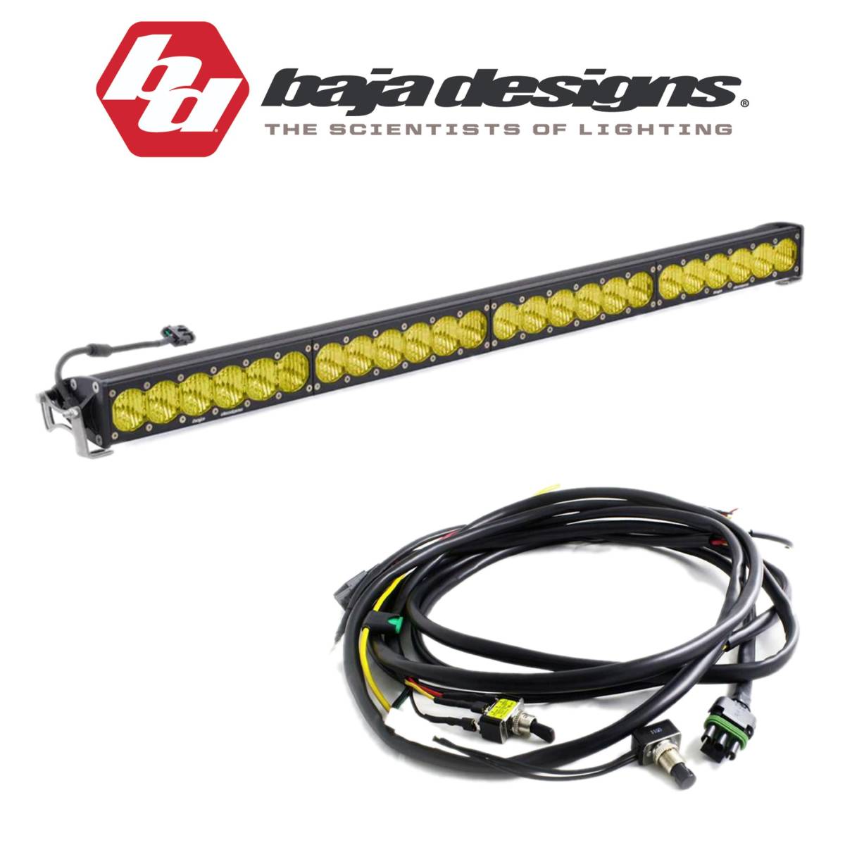 Image of Baja Designs 40" OnX6+ Amber Driving Combo Light Bar W/ High/Low Wiring Harness