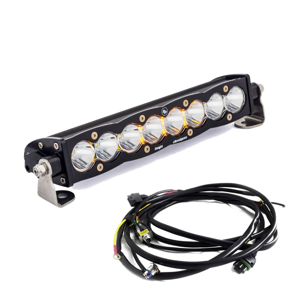 Image of Baja Designs 10" S8 Clear Spot Beam Light Bar W/ Toggle Harness & Backlight
