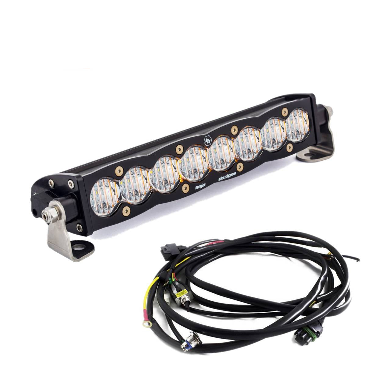 Image of Baja Designs 10" S8 Clear Wide Cornering Light Bar W/ Toggle Harness & Backlight